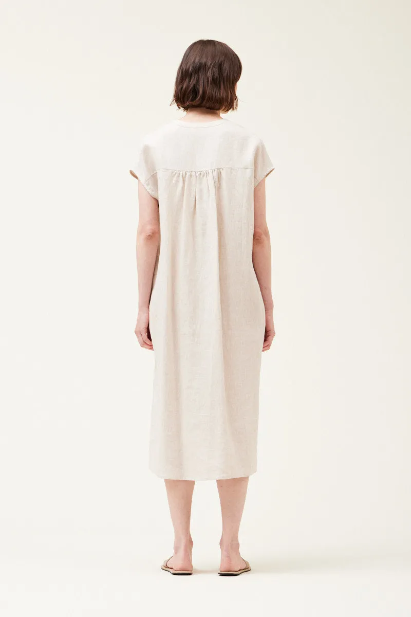 100% Boxy Linen Dress Cap Sleeves