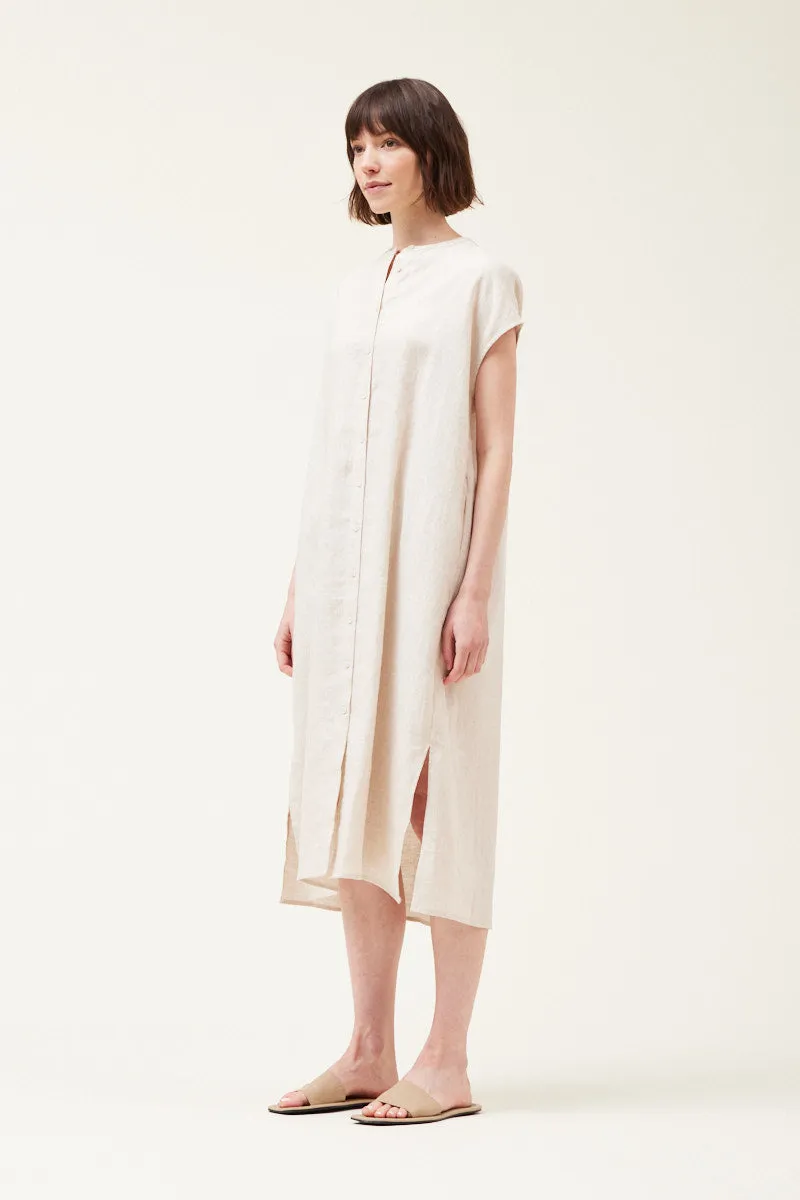 100% Boxy Linen Dress Cap Sleeves