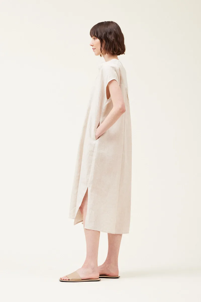 100% Boxy Linen Dress Cap Sleeves