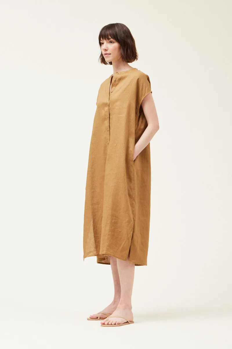 100% Boxy Linen Dress Cap Sleeves
