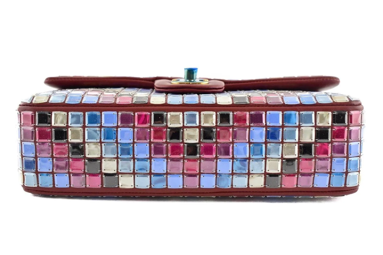 15K Red Mosaic Tile Runway CC Logo Gold Chain Medium Classic Flap Bag