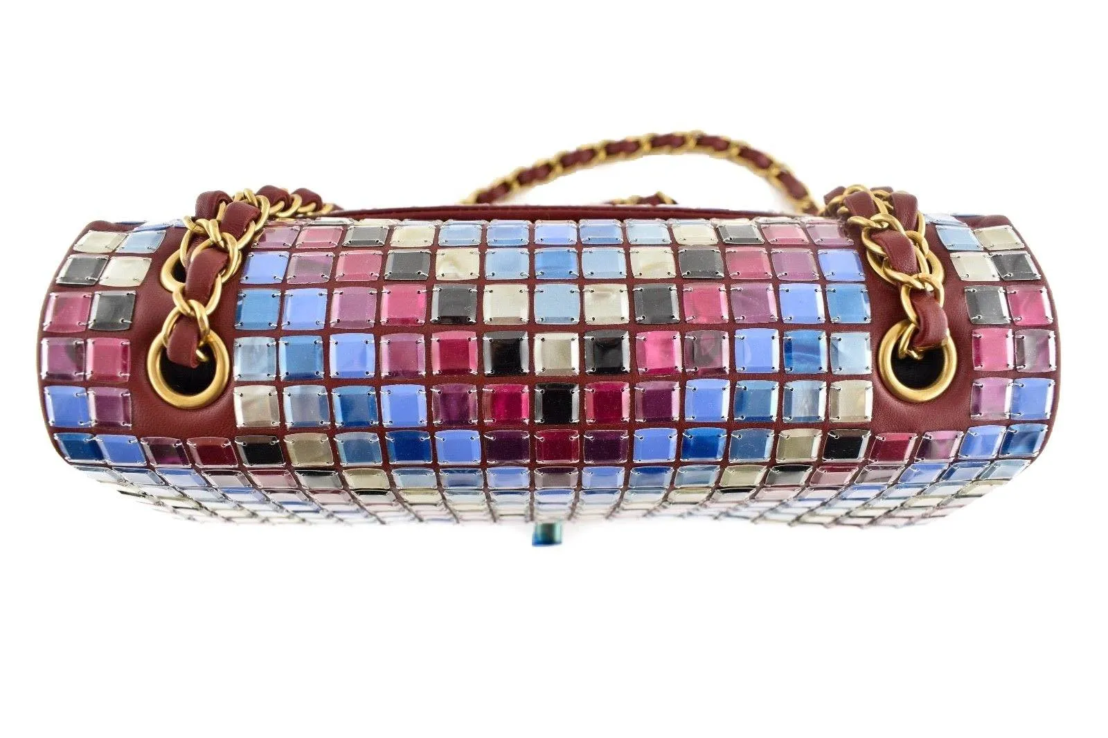 15K Red Mosaic Tile Runway CC Logo Gold Chain Medium Classic Flap Bag
