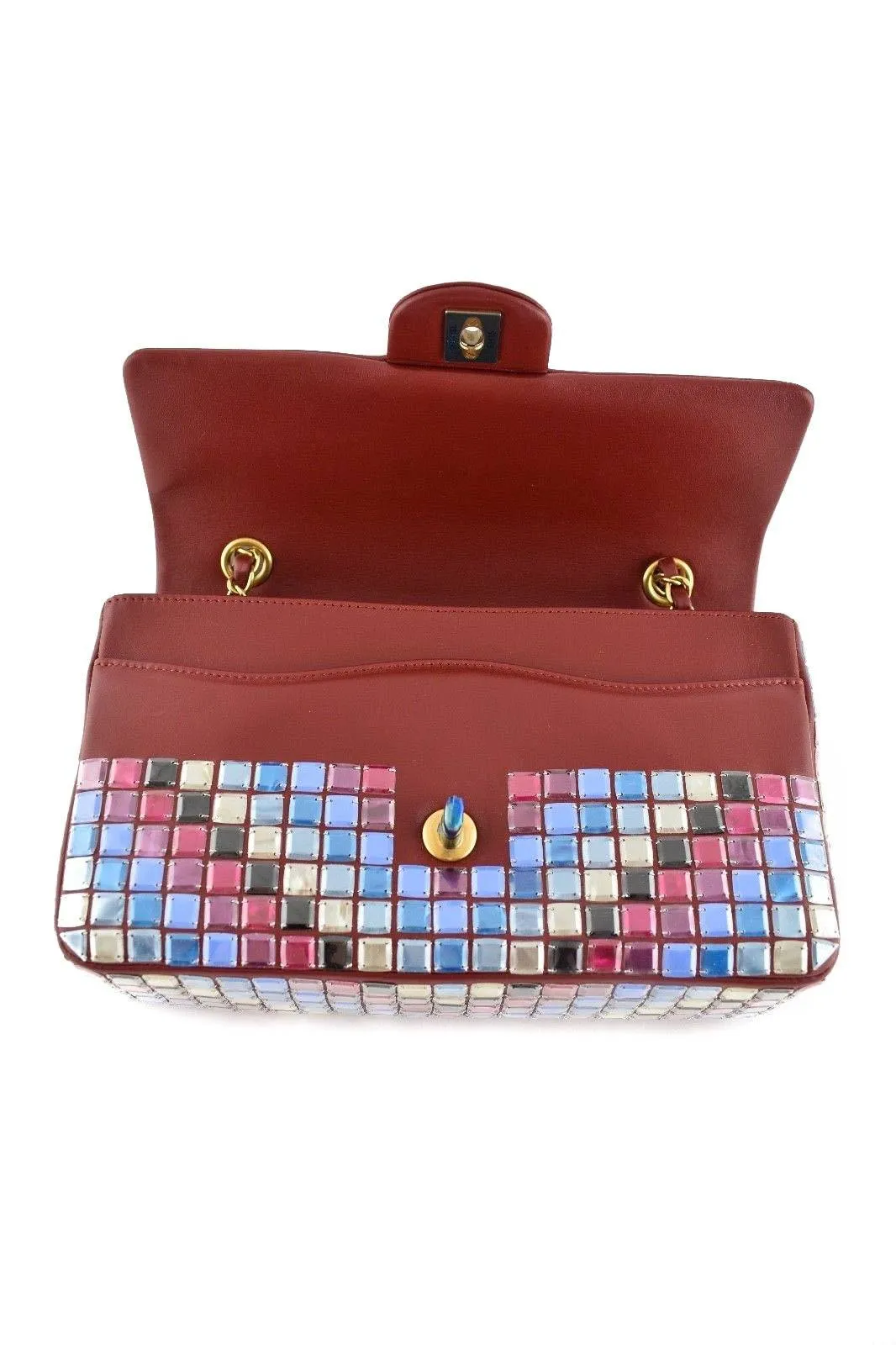 15K Red Mosaic Tile Runway CC Logo Gold Chain Medium Classic Flap Bag