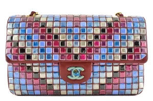 15K Red Mosaic Tile Runway CC Logo Gold Chain Medium Classic Flap Bag