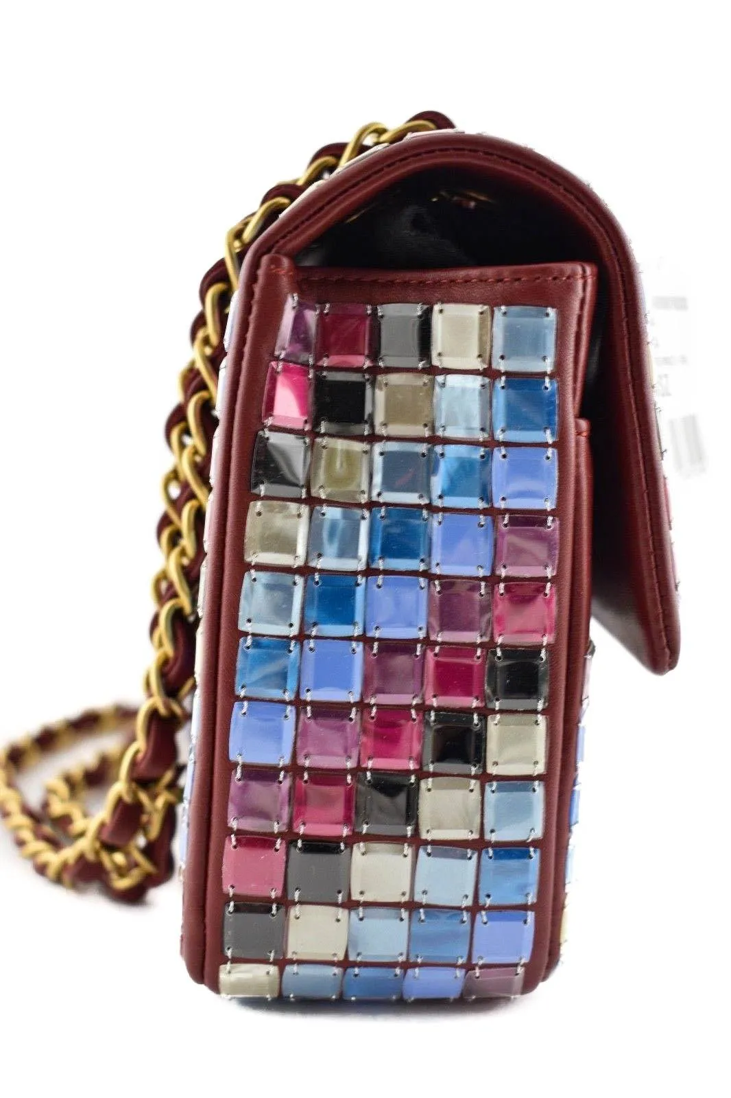 15K Red Mosaic Tile Runway CC Logo Gold Chain Medium Classic Flap Bag