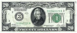1928-A $20 Federal Reserve Note (Philadelphia District) FR. 2051-C - Very Fine 