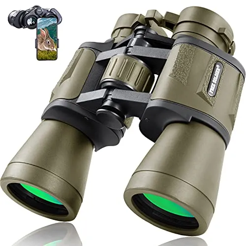 20x50 Military Binoculars for Adults with Smartphone Adapter - Compact Waterproof Tactical Binoculars for Bird Watching Hunting Hiking Concert Travel Theater with BAK4 Prism FMC Lens, Mud