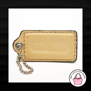 2.5" Large COACH YELLOW WHITE LEATHER KEY FOB BAG CHARM KEYCHAIN HANGTAG TAG