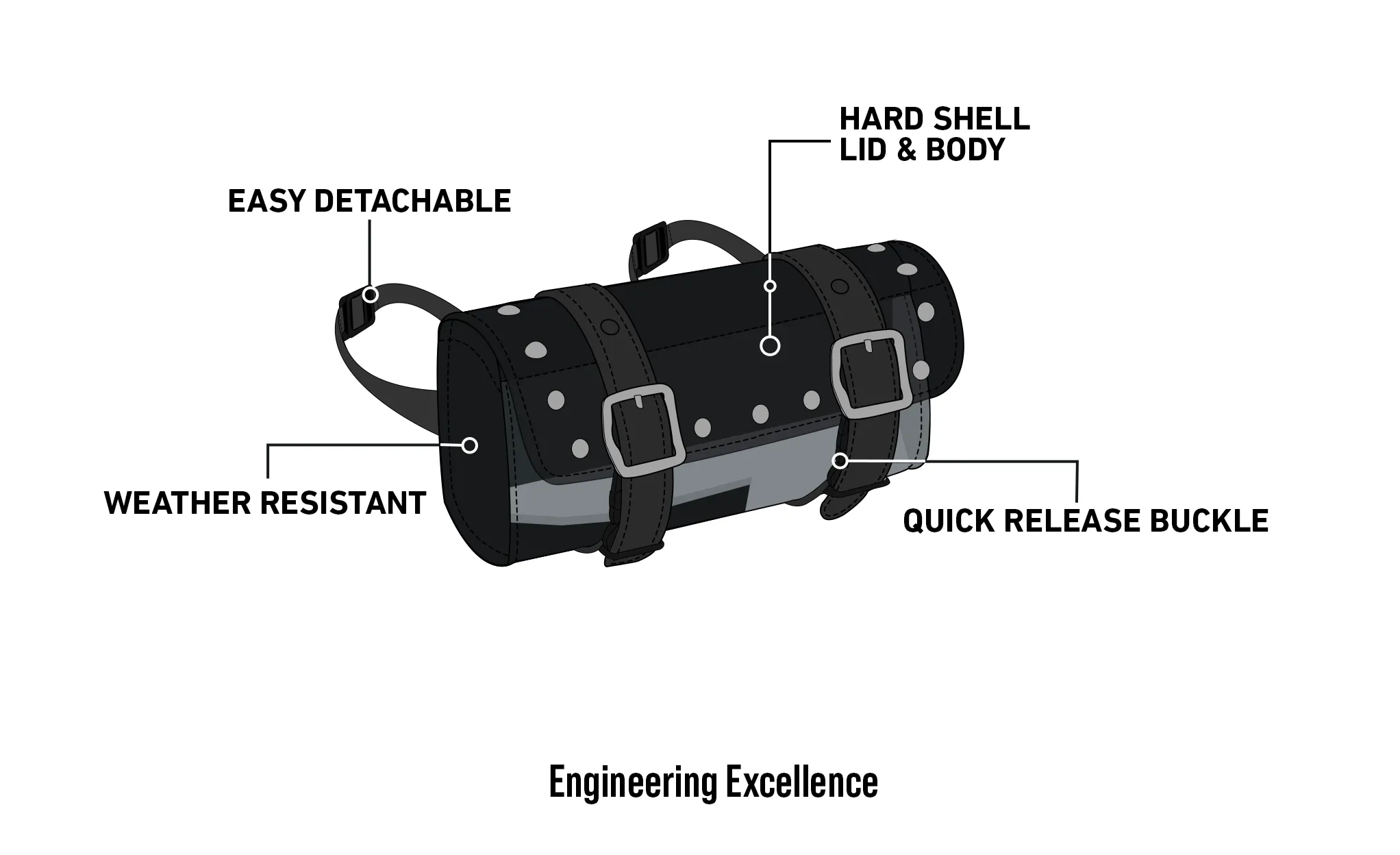 2L - Armor Studded Leather Motorcycle Fork Bag
