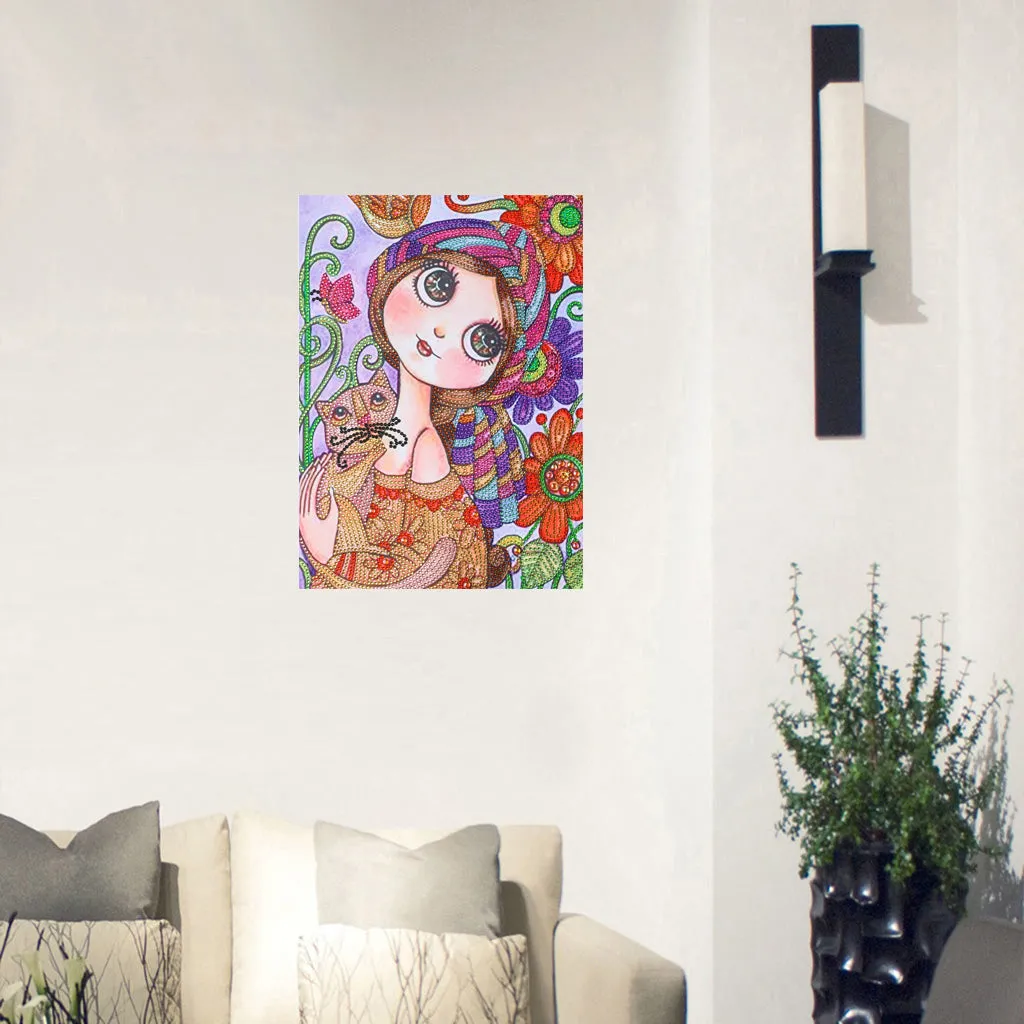 5D DIY  Special-Shaped Diamond- Beautiful Cat 30*40cm