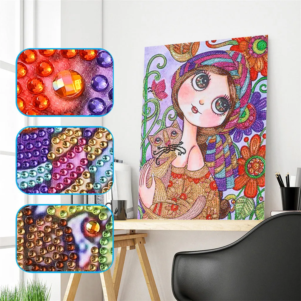 5D DIY  Special-Shaped Diamond- Beautiful Cat 30*40cm
