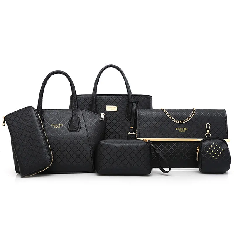 6 Pcs Argyle Pattern Handbag Set