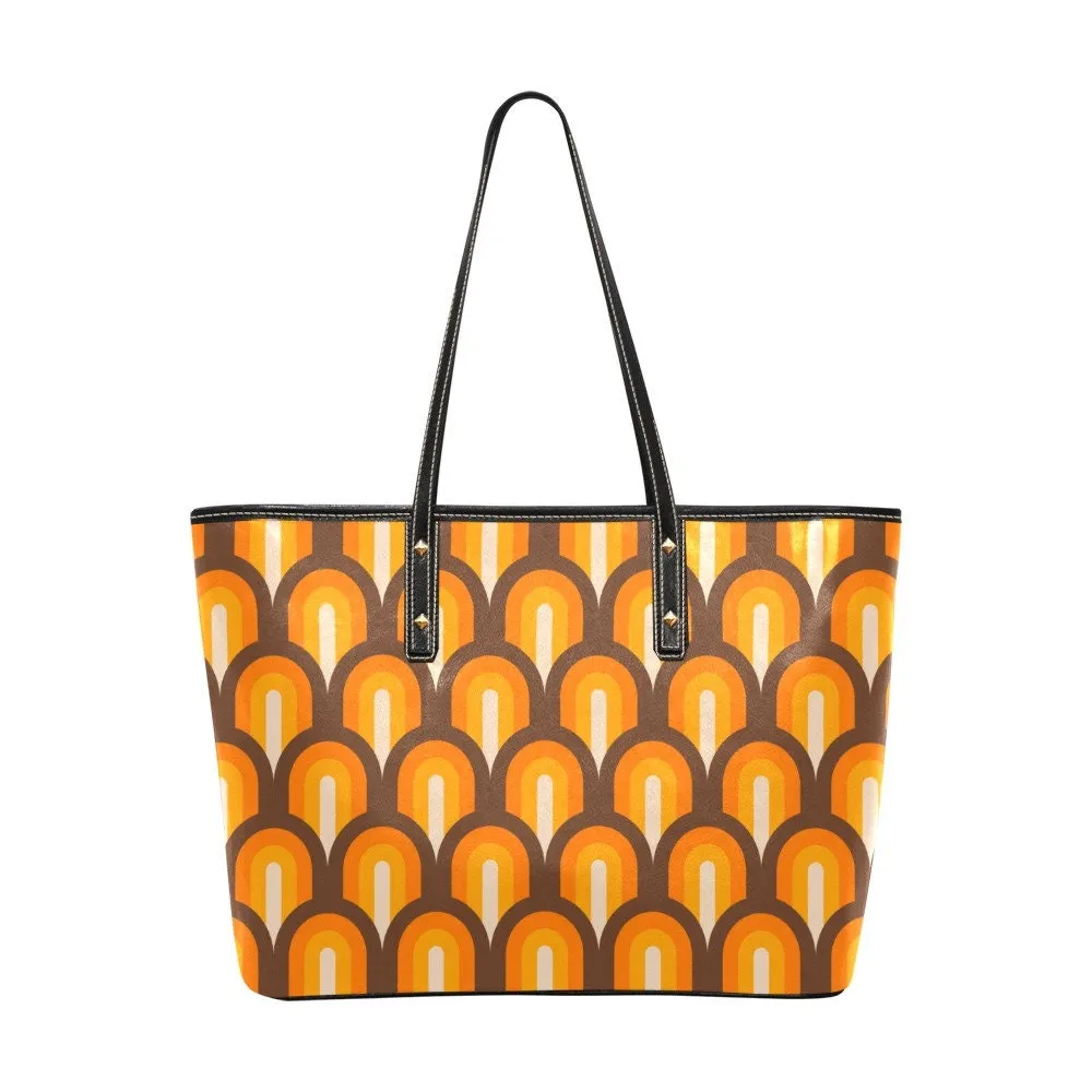 70s Style Groovy Handbag, Retro Handbag, Retro Bag, Vintage style Bag, PU Leather Bag, Funky Handbag,Orange handbag,Geometric bag,Hippie Bag