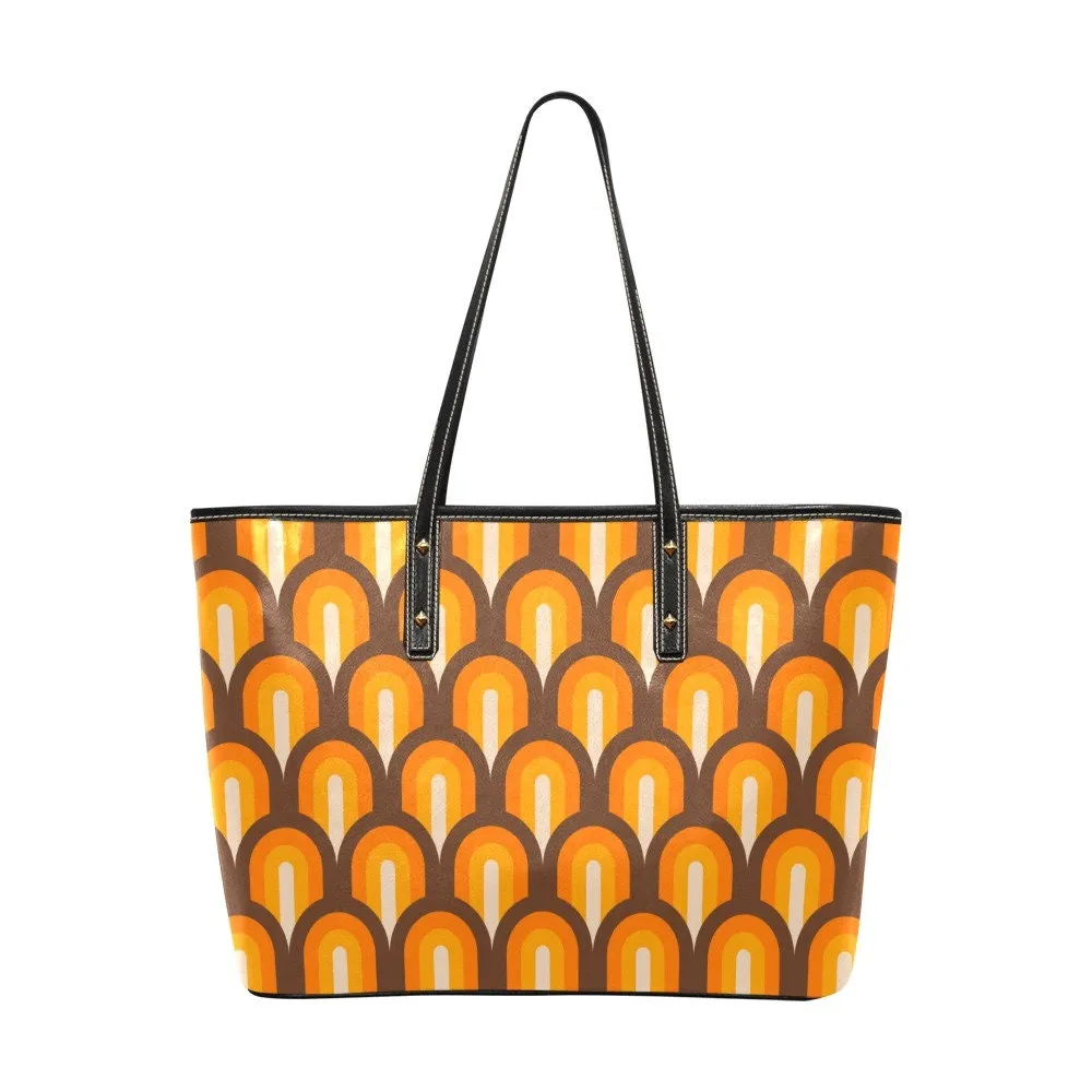 70s Style Groovy Handbag, Retro Handbag, Retro Bag, Vintage style Bag, PU Leather Bag, Funky Handbag,Orange handbag,Geometric bag,Hippie Bag