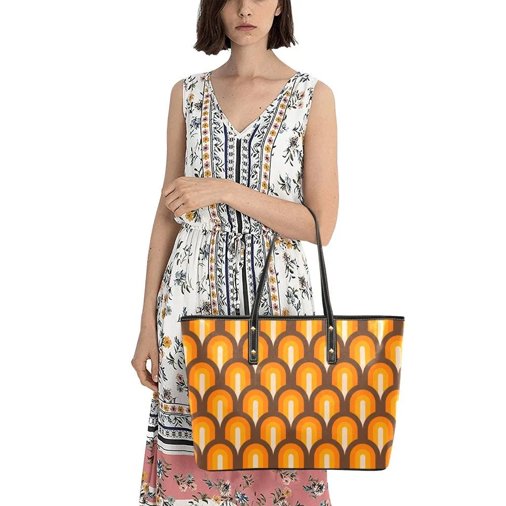 70s Style Groovy Handbag, Retro Handbag, Retro Bag, Vintage style Bag, PU Leather Bag, Funky Handbag,Orange handbag,Geometric bag,Hippie Bag