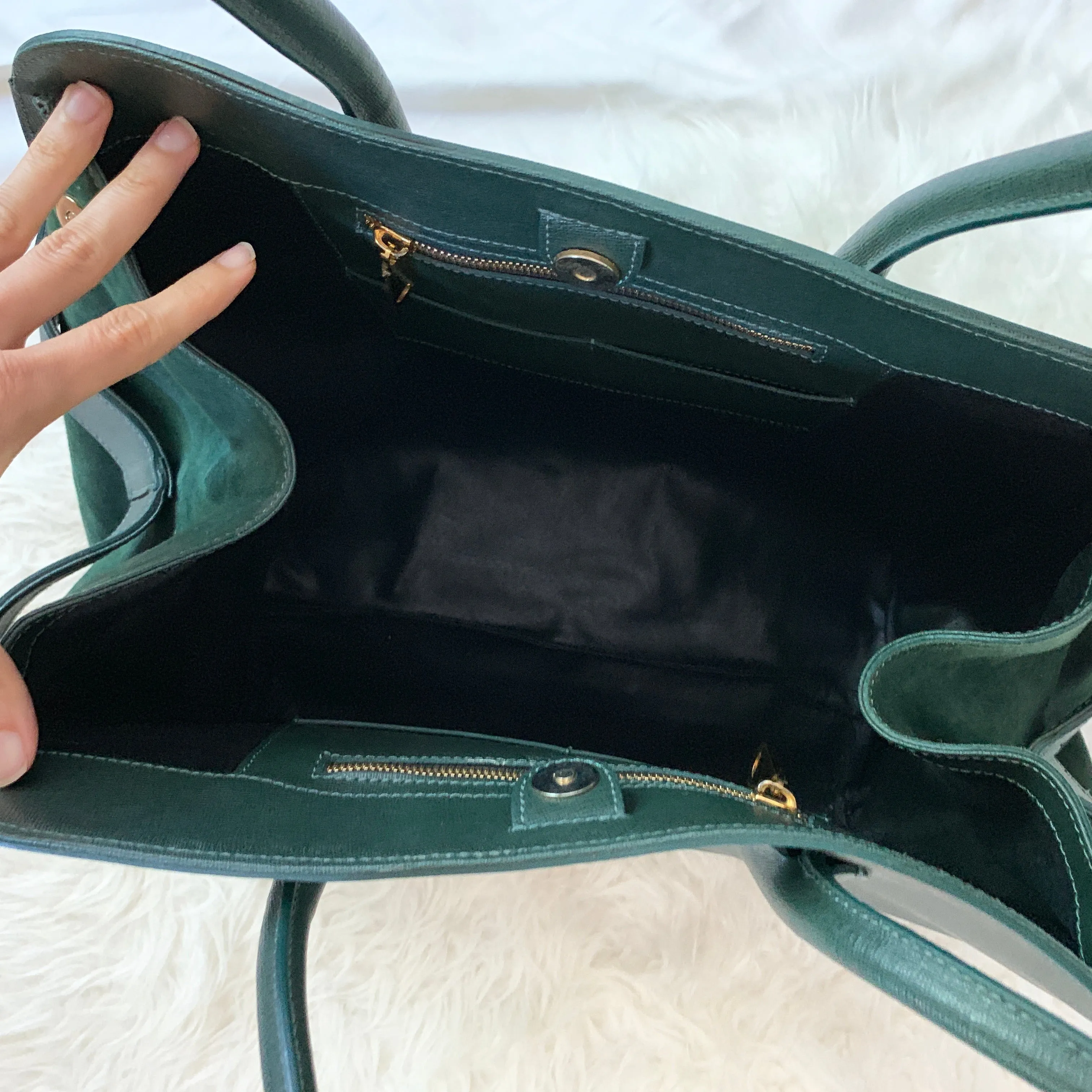 Aevha London Dark Green Large Tote Made in Italy