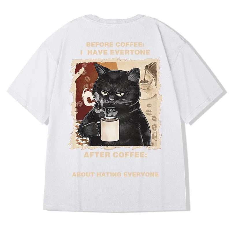 After coffee t-shirts Oversize Summer Cotton Couple T-shirt