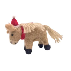 Amica - Shetland pony with hat & scarf - felt decoration