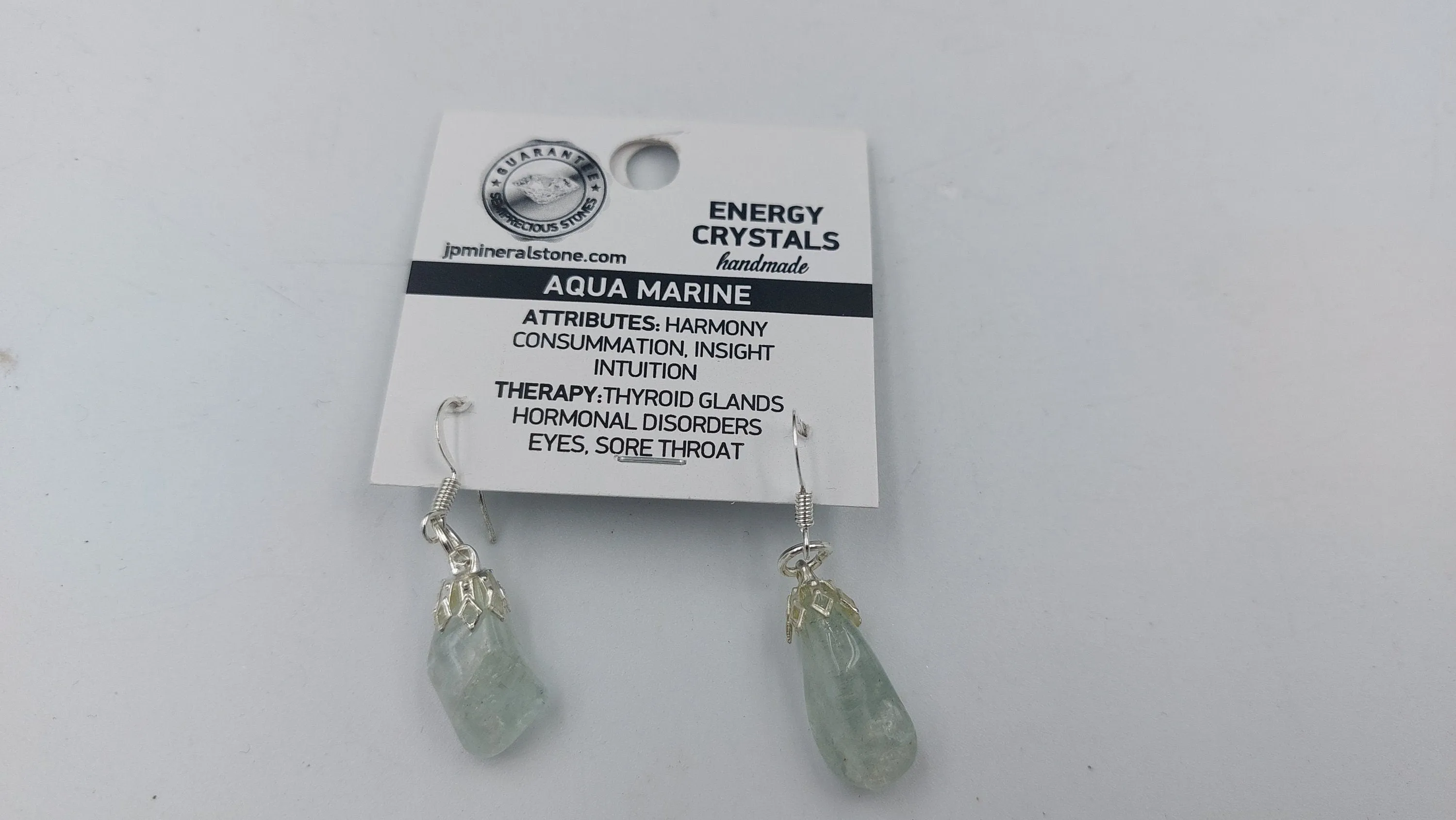 Aqua Marine Polished Earrings Crystal - Rare Piece - Gift Ideas