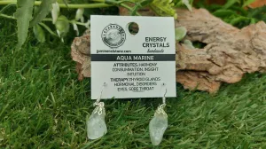 Aqua Marine Polished Earrings Crystal - Rare Piece - Gift Ideas