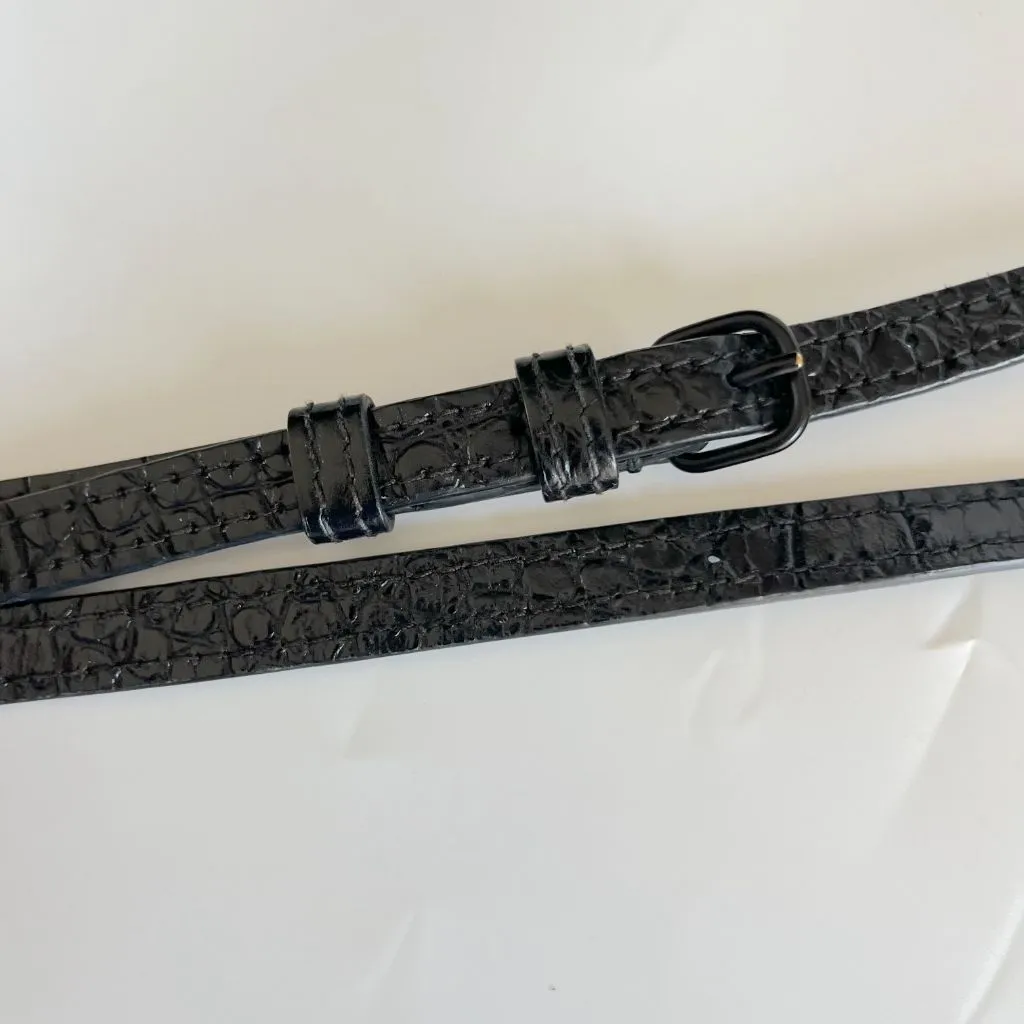 Balenciaga black croc embossed small hourglass bag