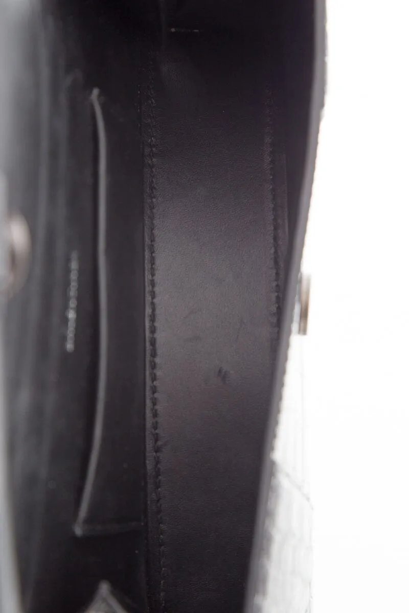 Balenciaga Black Hourglass Croc-Embossed Handbag