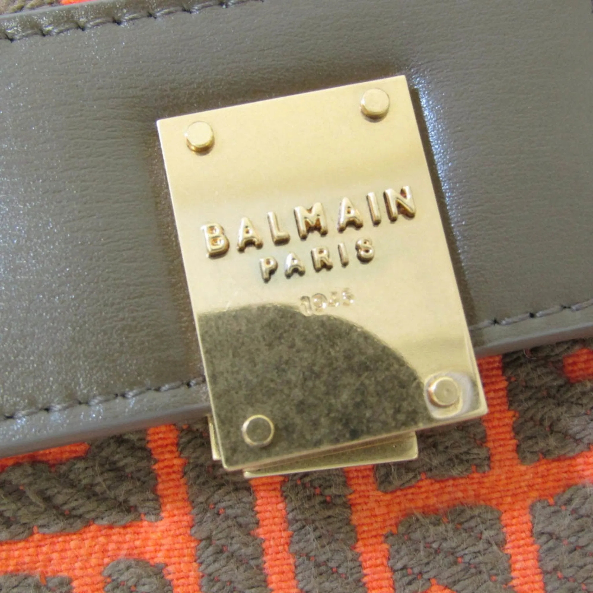 Balmain Khaki Leather Bag