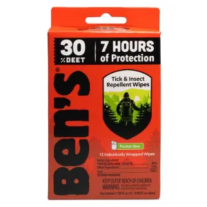 BENS 30 DEET TICK/INSECT WIPES (12)