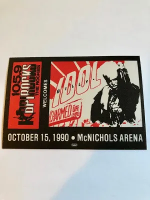 Billy Idol -Charmed Life Tour 1990 Radio Promo - Backstage Pass  ** Rare