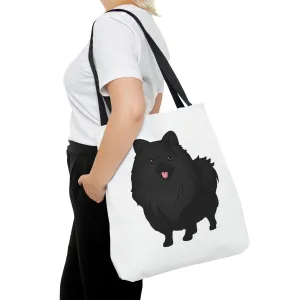 Black Pomeranian Tote Bag, 3 Sizes, Polyester, Boxed Corners, Cotton Handles, FREE Shipping, Made in USA!!