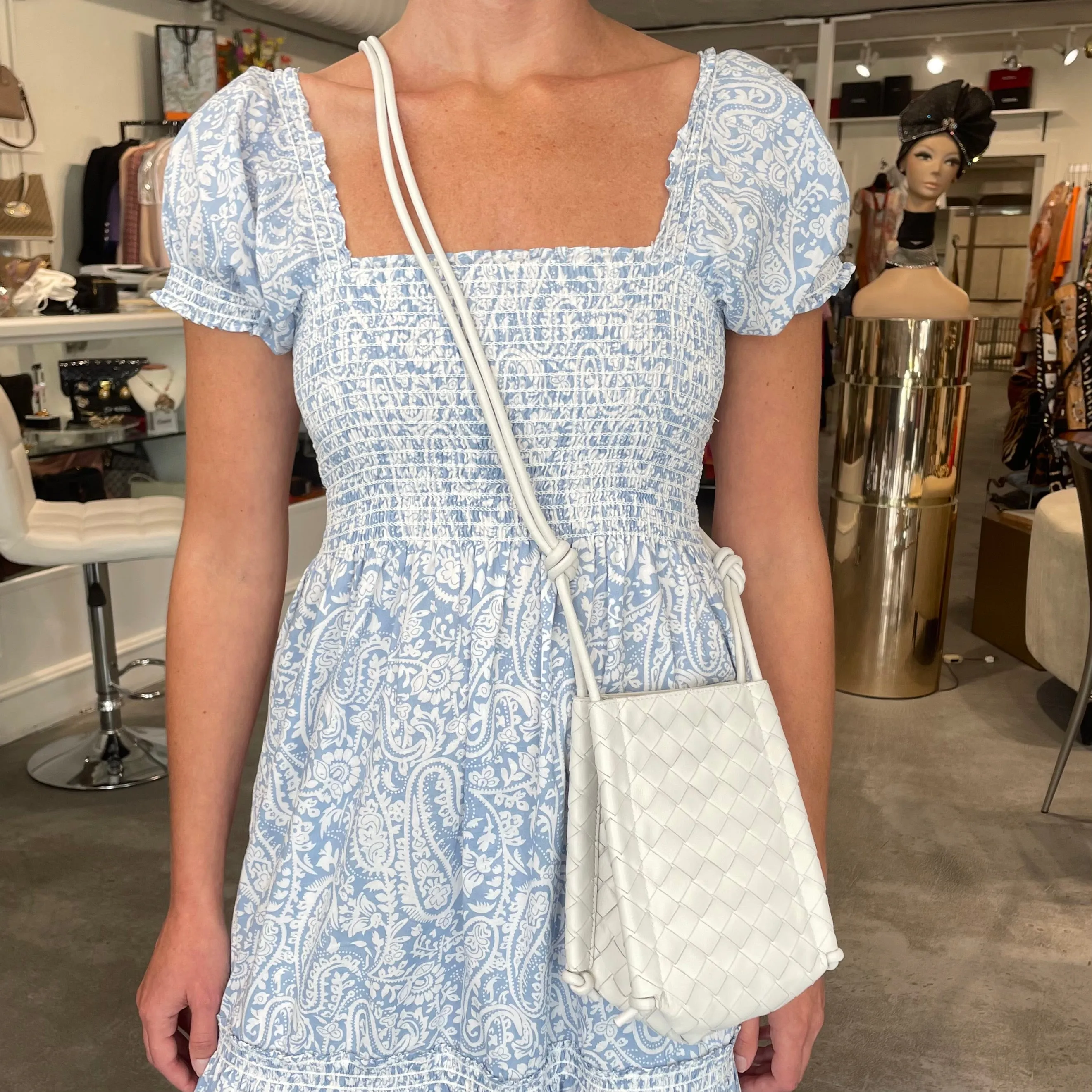 Bottega Veneta White “The Mini Knot” Bag