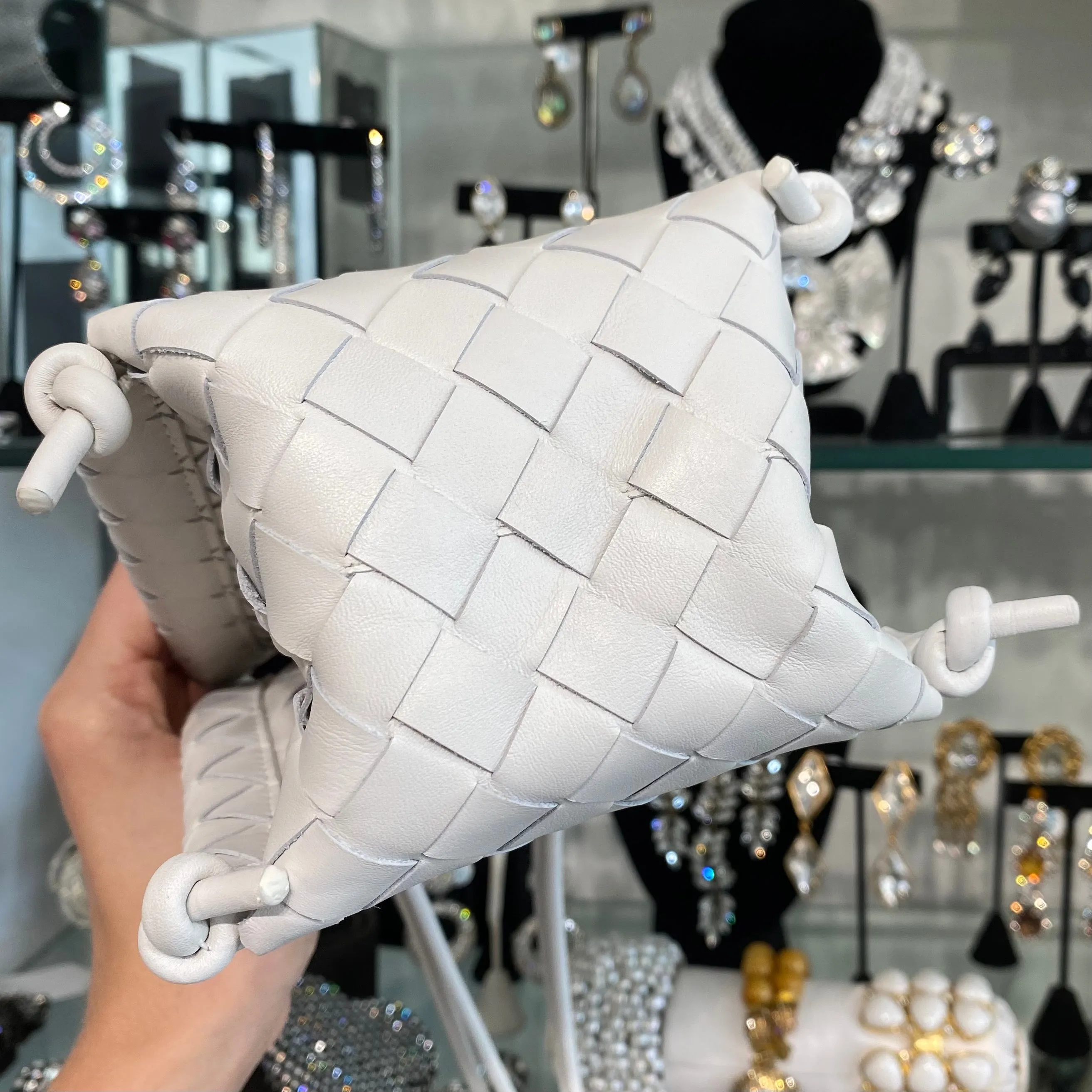 Bottega Veneta White “The Mini Knot” Bag