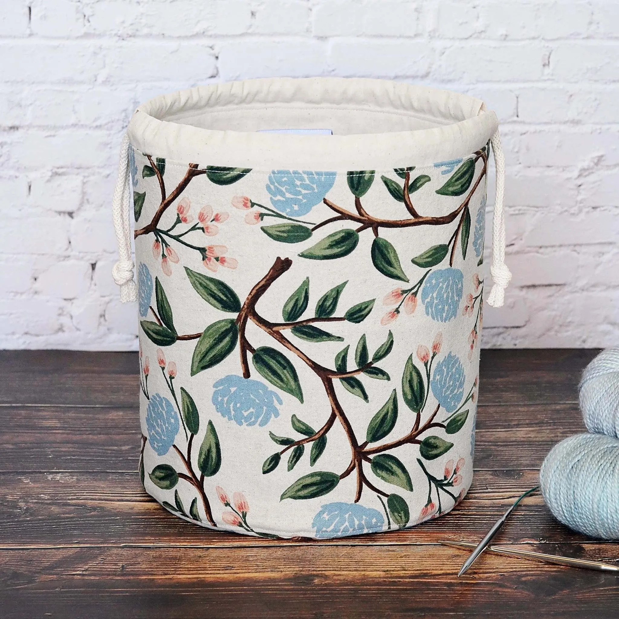 Bucket Style Project Bag in Rifle Paper Co Peonies