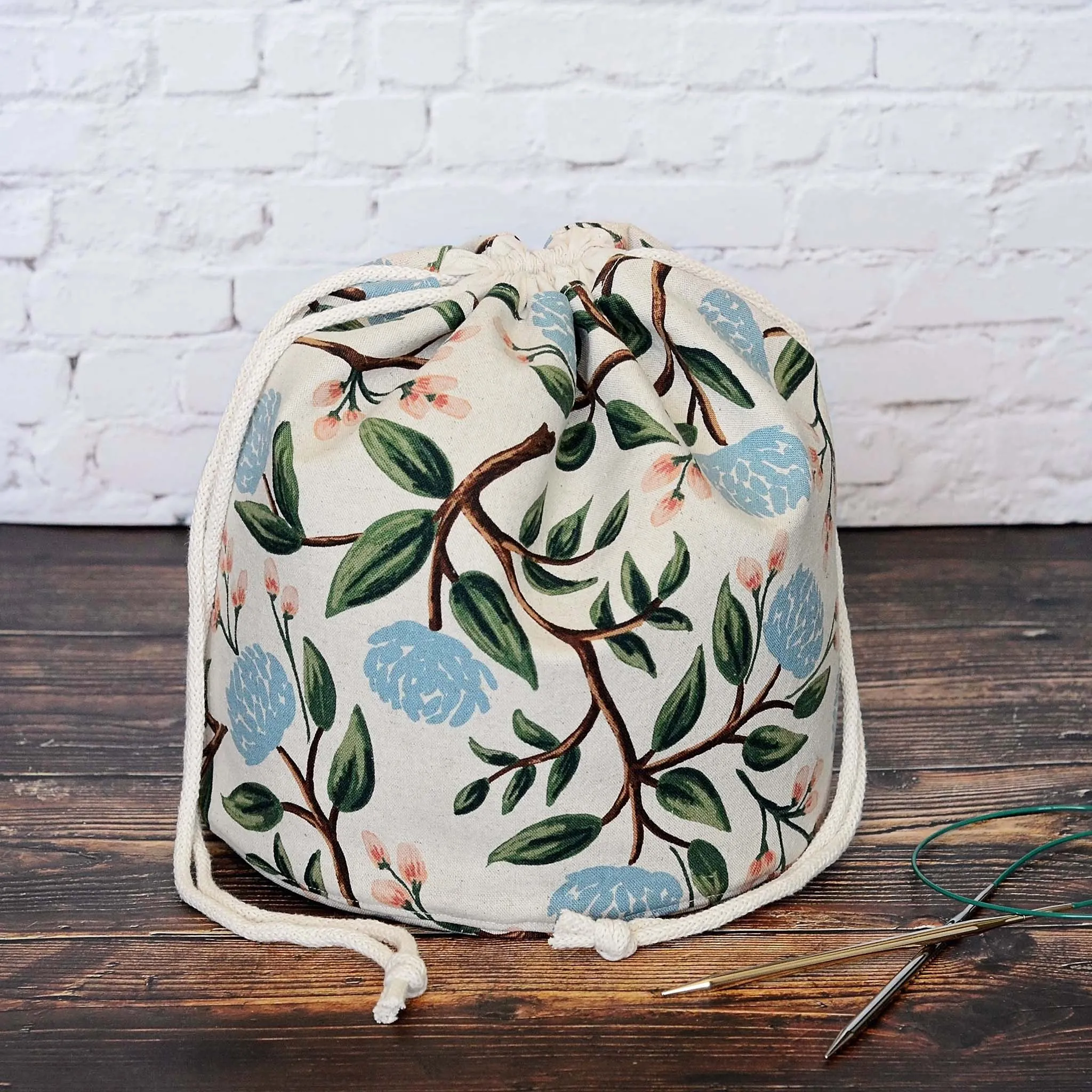 Bucket Style Project Bag in Rifle Paper Co Peonies