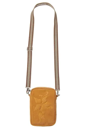 CAMERA BAG -FLOWER SUEDE CURRY