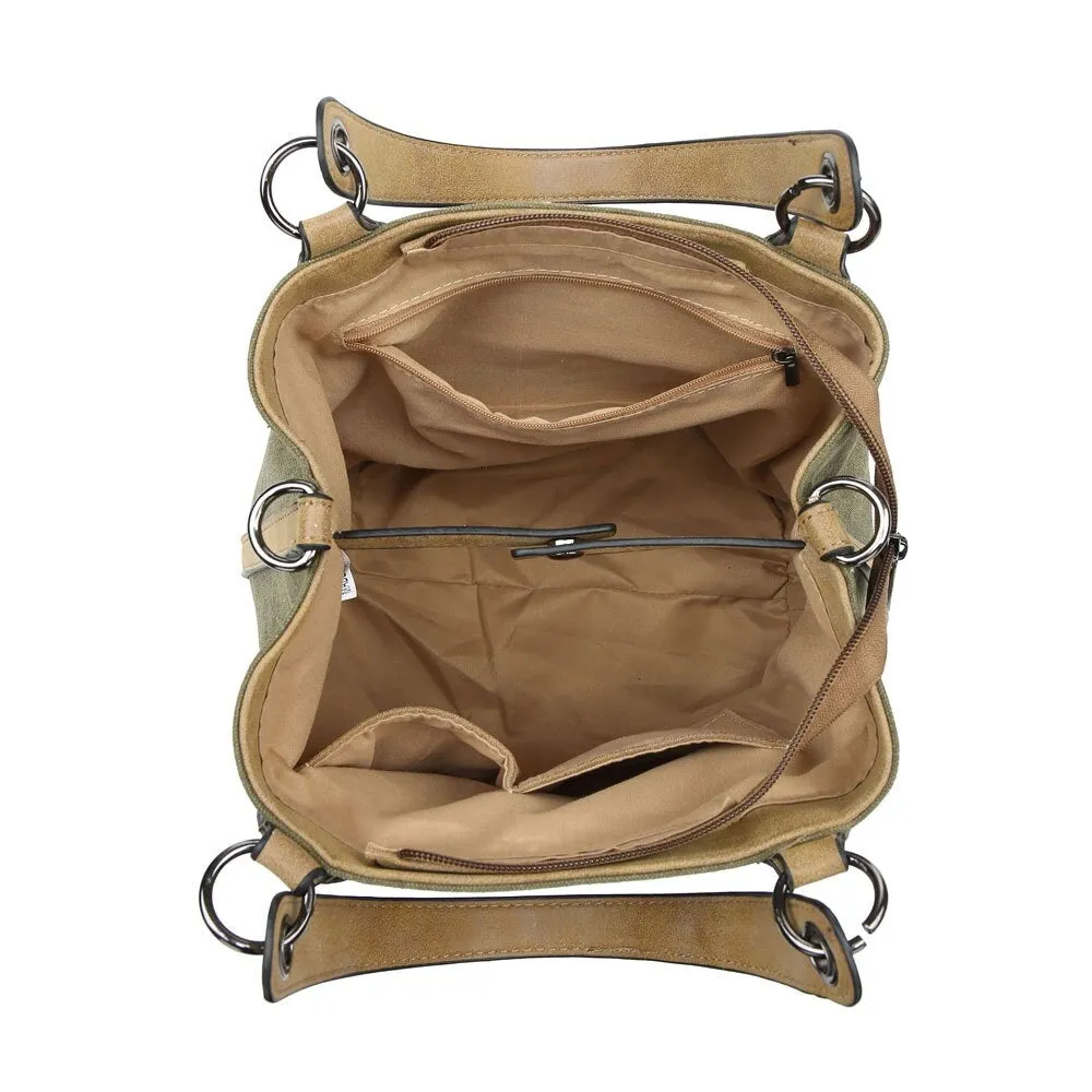 Canvas Sequin Star Handbag - Mustard Yellow