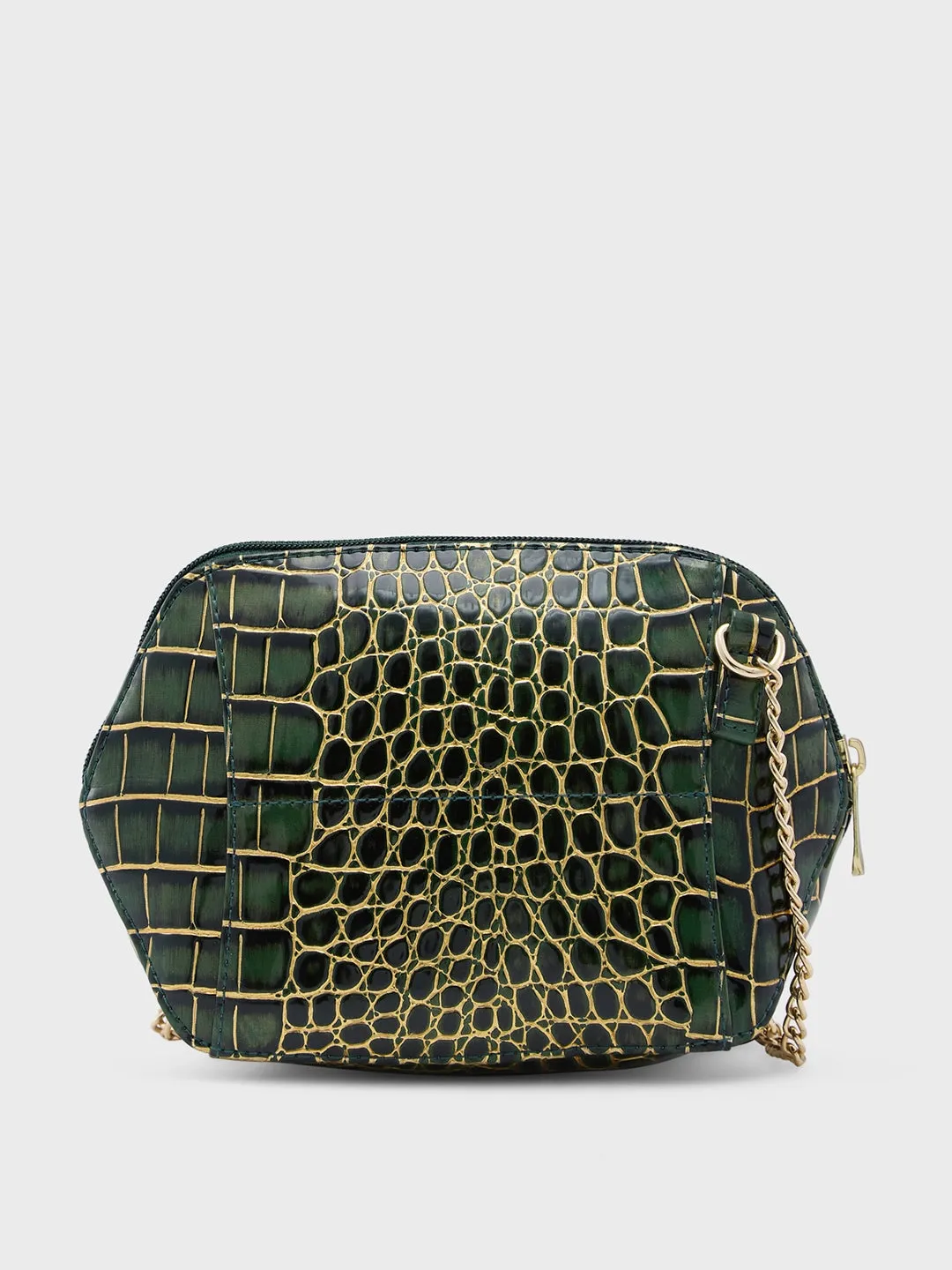 Caprese Miranda Sling Small Croco Womens Handbag Green