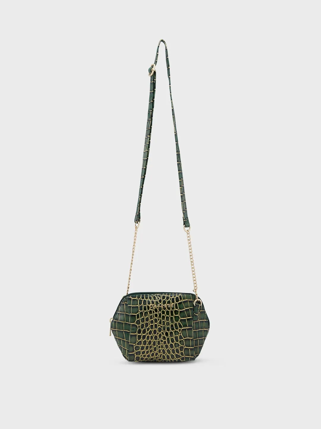 Caprese Miranda Sling Small Croco Womens Handbag Green