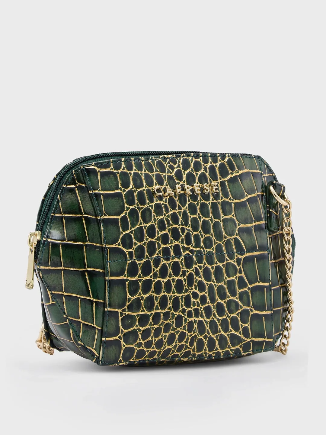 Caprese Miranda Sling Small Croco Womens Handbag Green