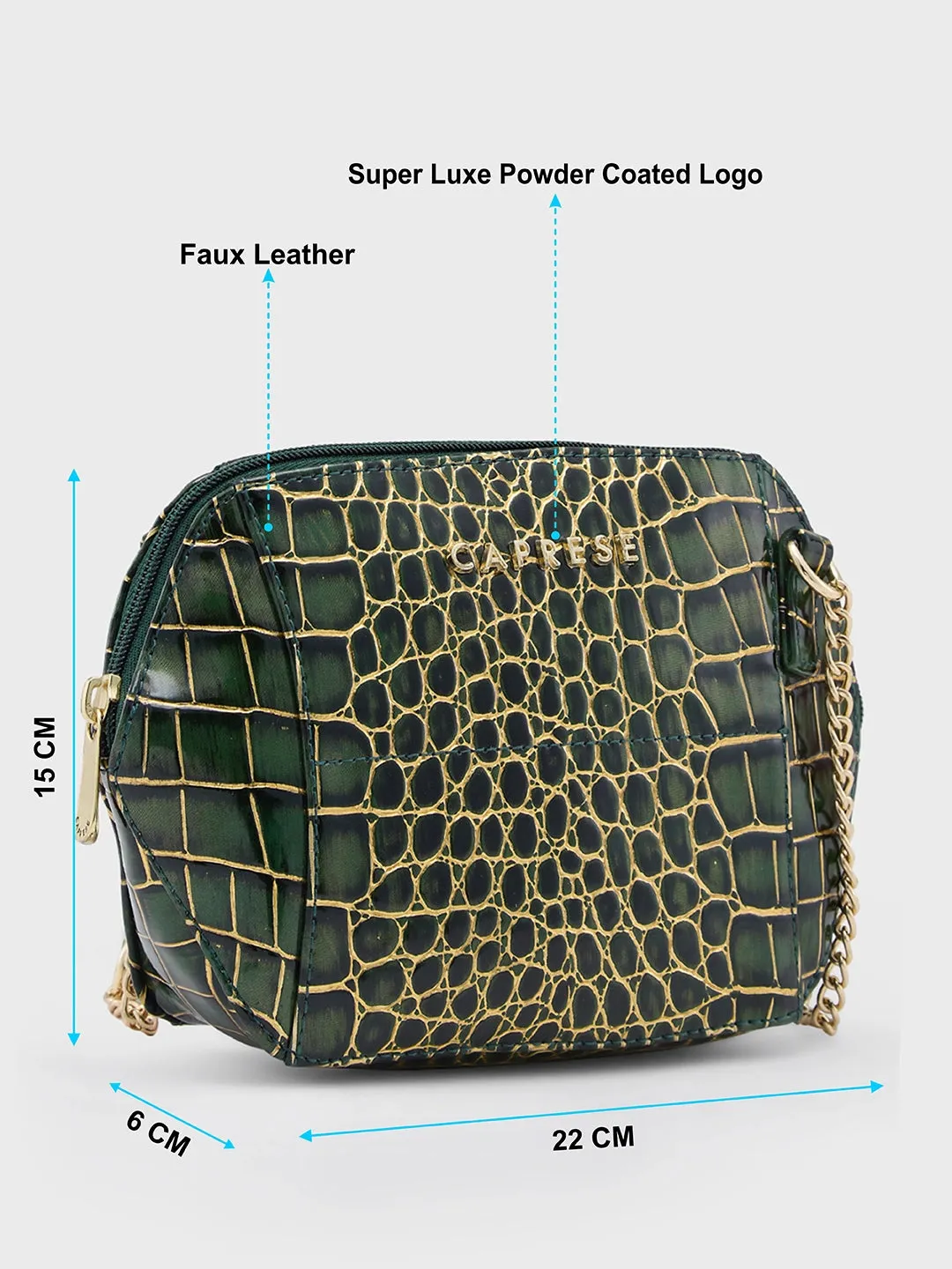 Caprese Miranda Sling Small Croco Womens Handbag Green