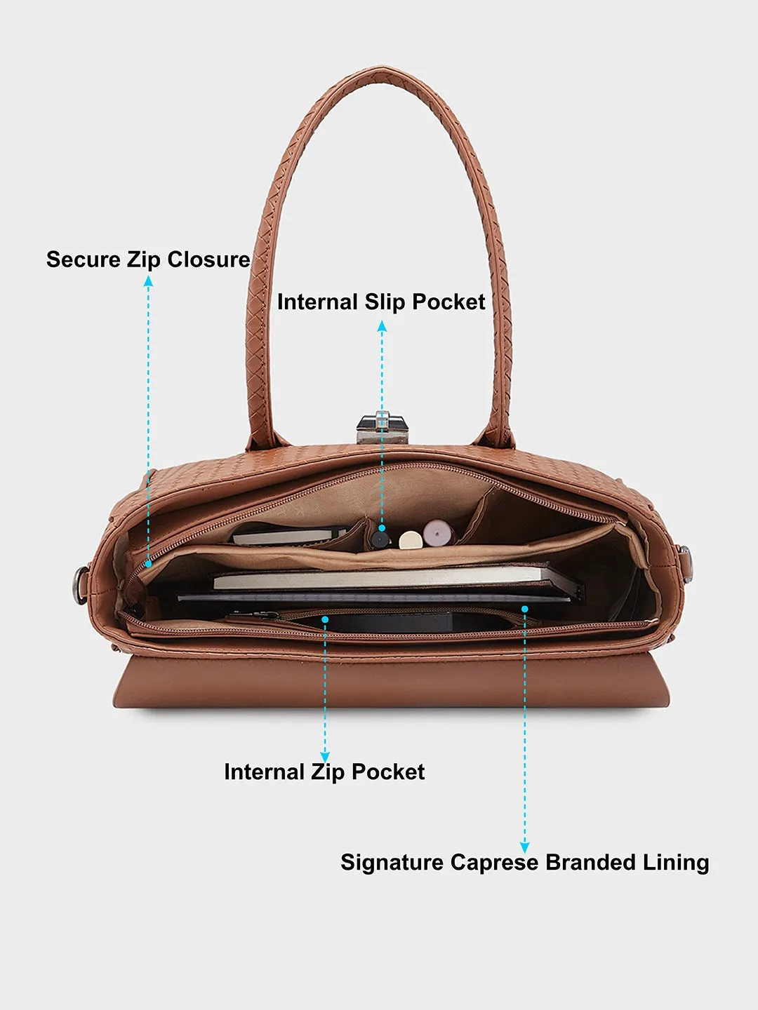Caprese Renee Satchel Medium Checkered Womens Handbag Brown