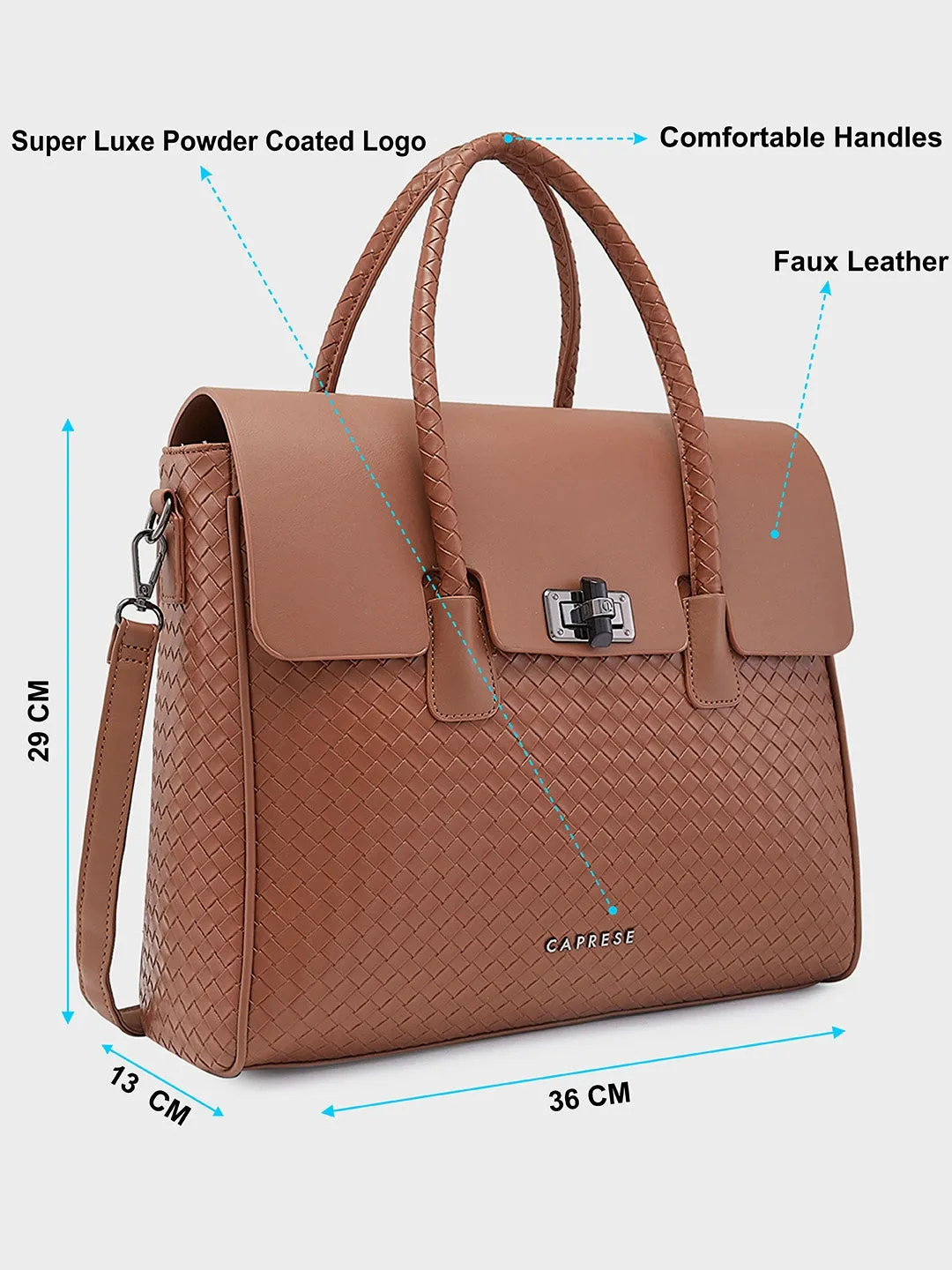 Caprese Renee Satchel Medium Checkered Womens Handbag Brown