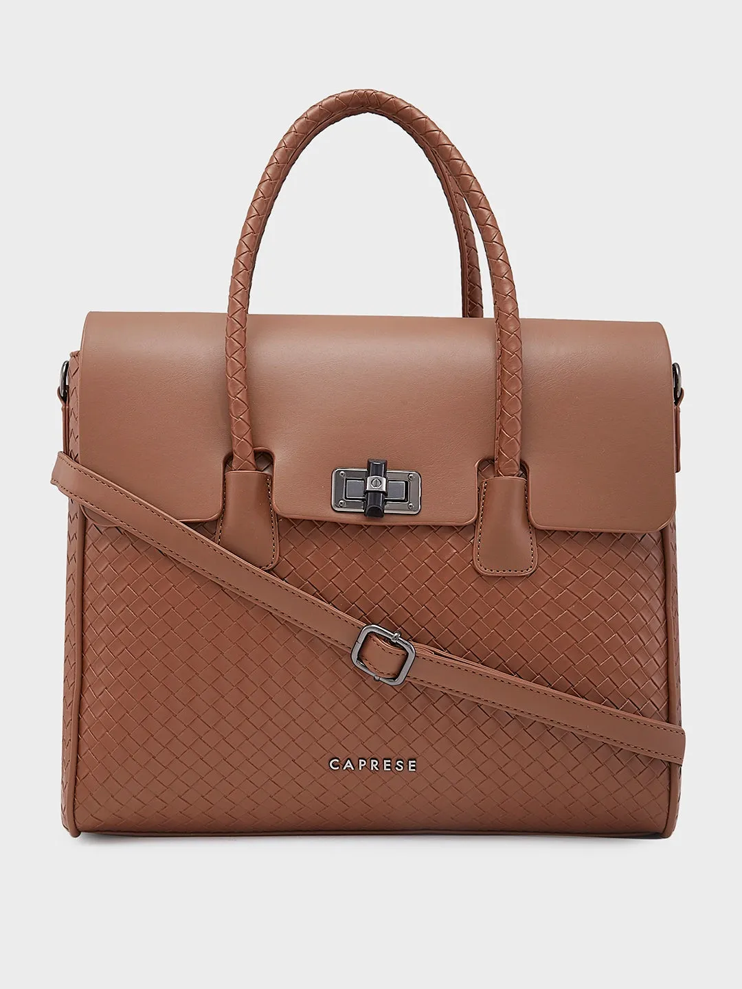 Caprese Renee Satchel Medium Checkered Womens Handbag Brown