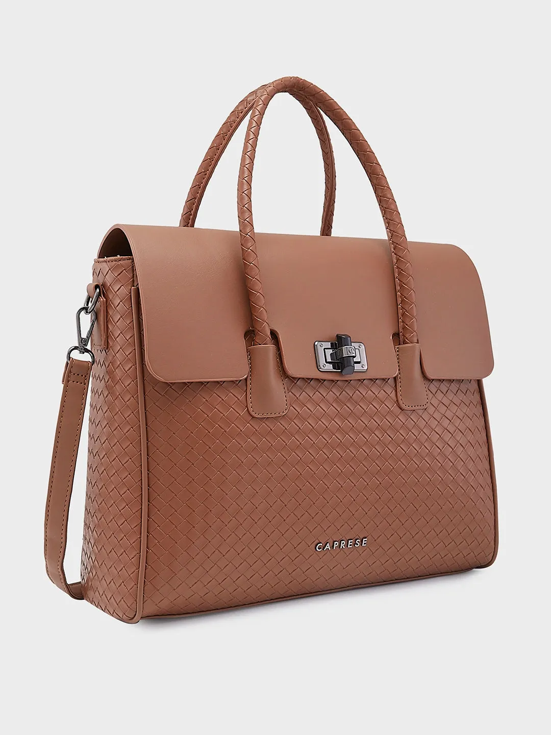 Caprese Renee Satchel Medium Checkered Womens Handbag Brown