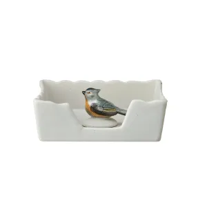 Ceramic Napkin Holder with Bird Napkin Weight