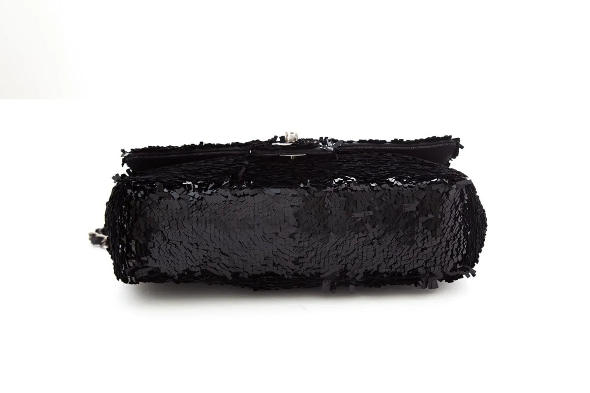 Chanel Black Sequin 2013/14 Single Flap Handbag