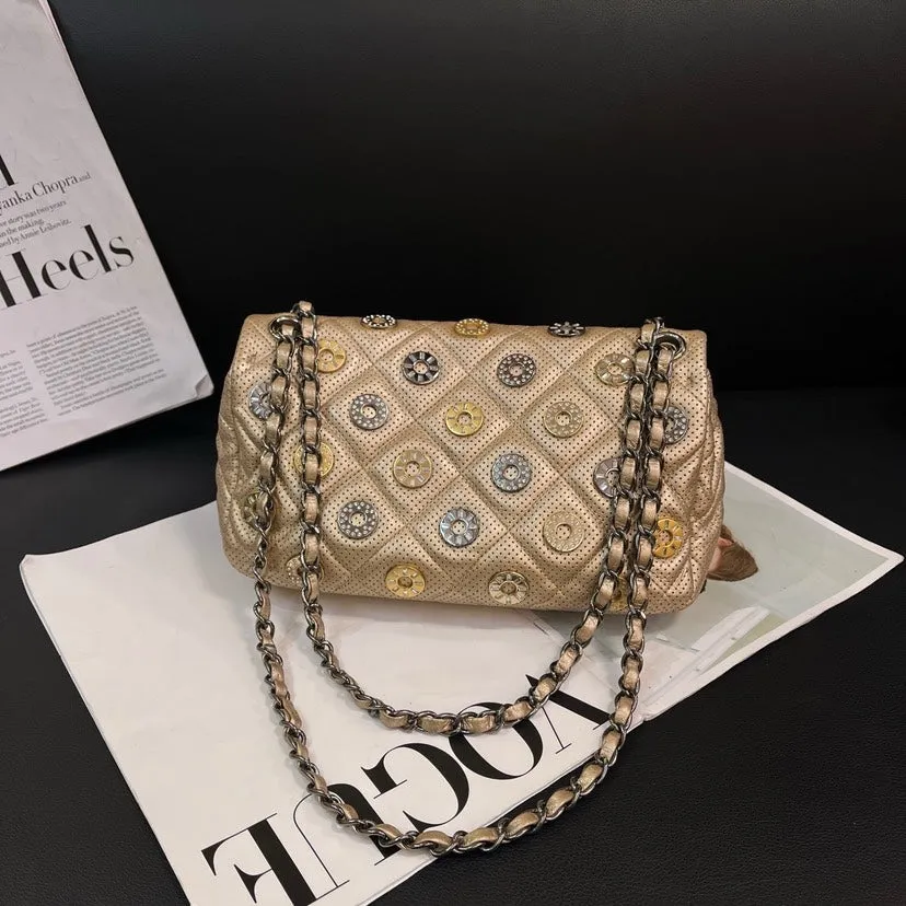 Chanel CF Bag Champagne Gold Limited Badge Edition Quilted