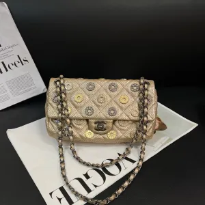 Chanel CF Bag Champagne Gold Limited Badge Edition Quilted