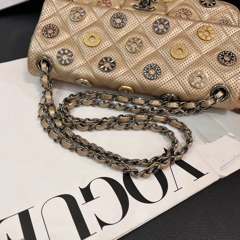 Chanel CF Bag Champagne Gold Limited Badge Edition Quilted