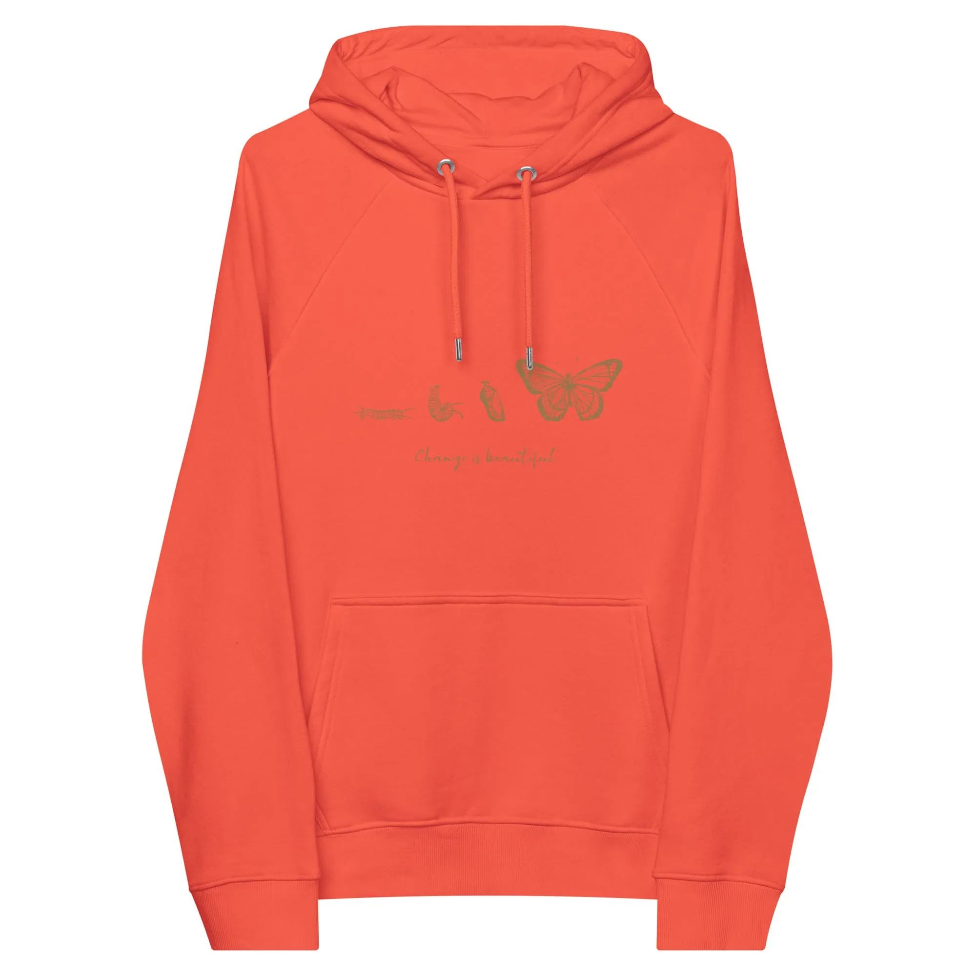 “Change is Beautiful” Butterfly Metamorphosis Raglan Hoodie (Adult Unisex)